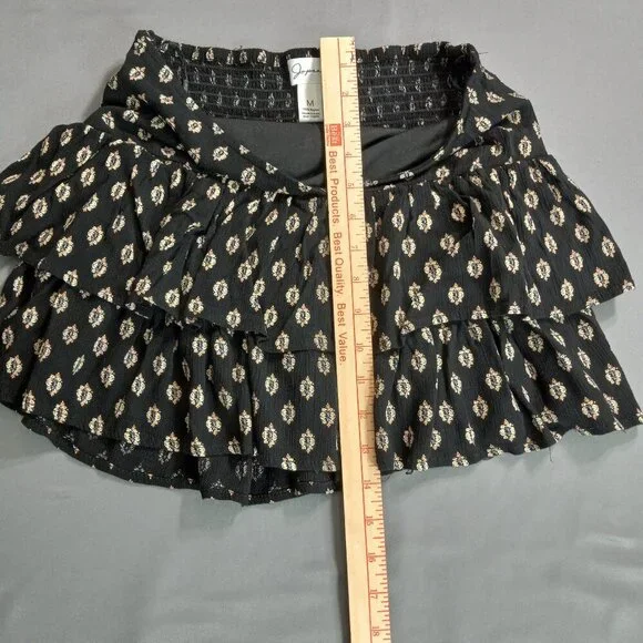 Jopaa Black & White Boho Smocked Crop Top & Tiered Mini Skirt Size M - Picture 10 of 12